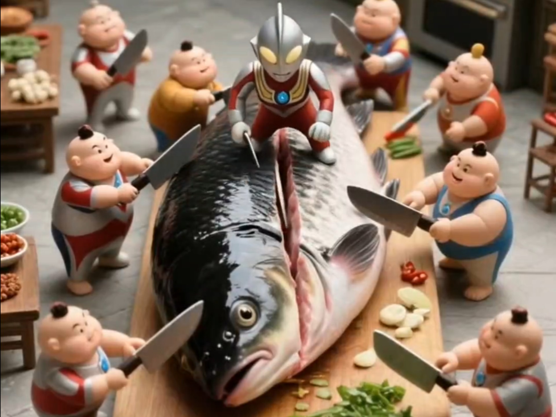 吃东西的奥特曼开店(奥特曼买食物的动画片)