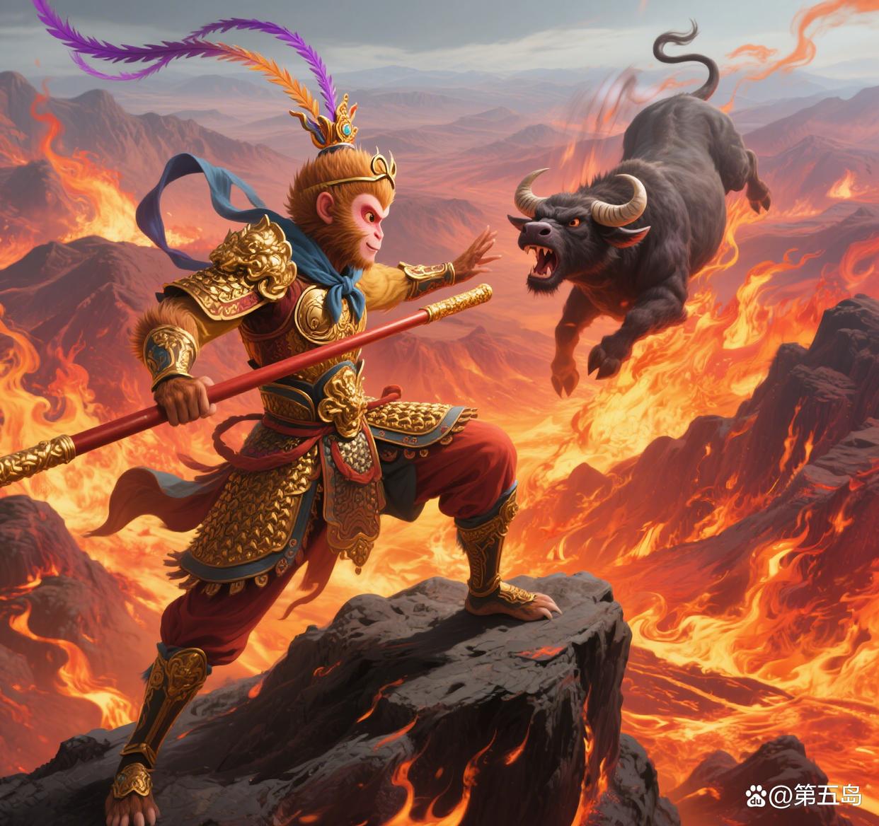 孙悟空跟奥特曼与怪兽(那只怪兽把奥特曼压住了)